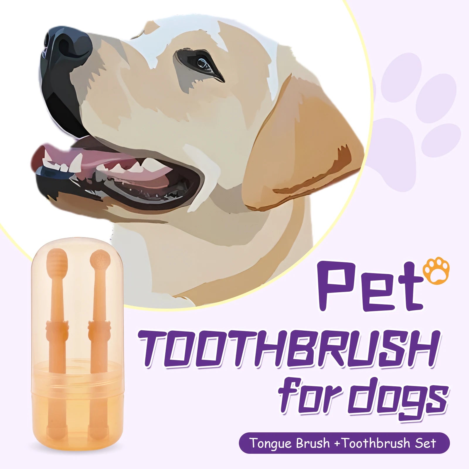 2Pcs Small Dog & Cat Toothbrush Kit - Soft Silicone Tongue Cleaner