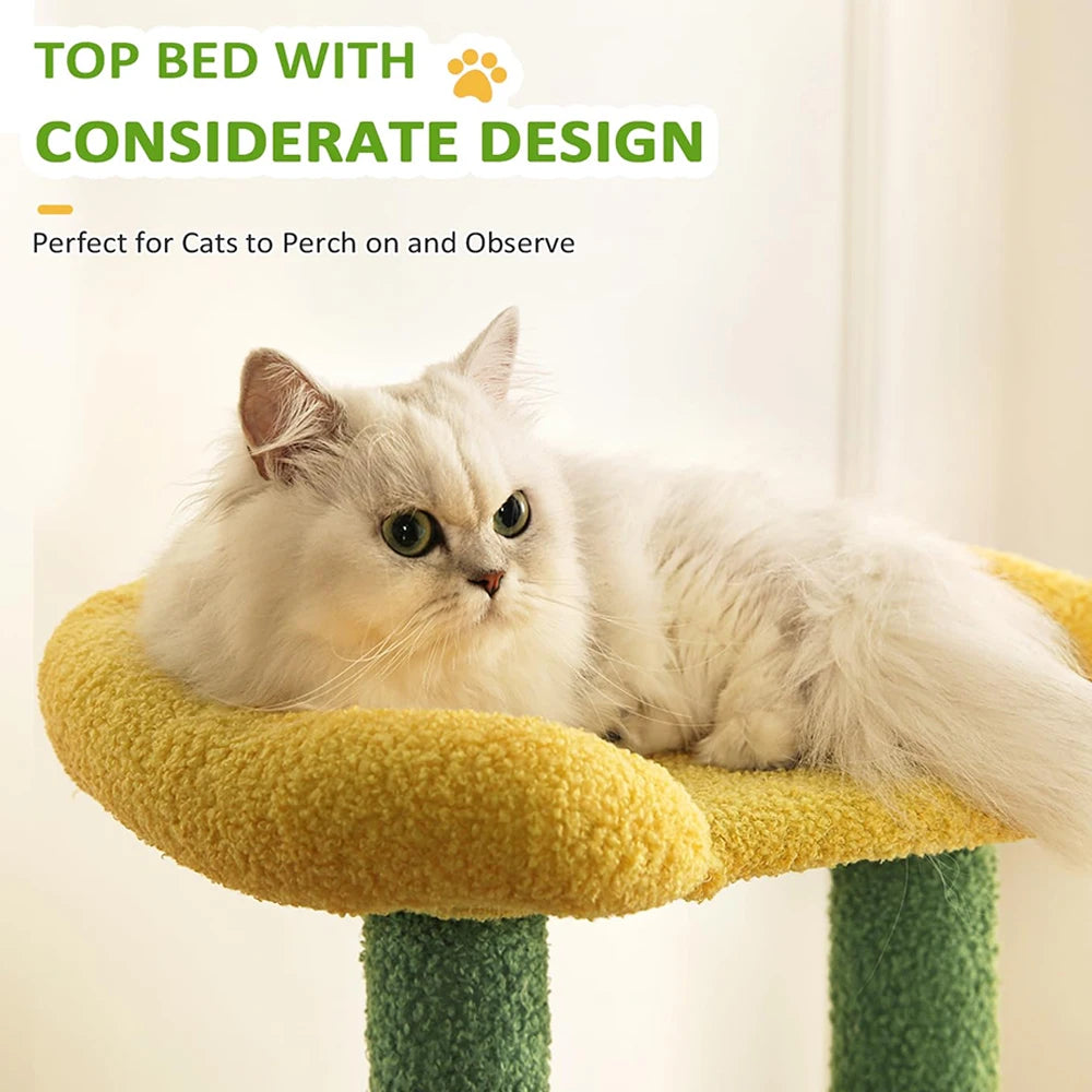 29" Green Multi-Level Modern Cat Tower - Small/Medium Indoor Cat Tree