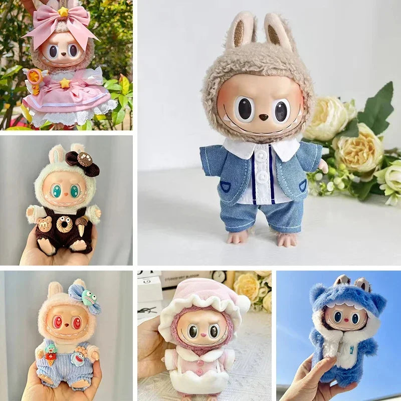 17cm Cute Mini Plush Doll'S Clothes Outfit Accessories Labubu Idol Dolls shark onesie Clothing DIY Girl Gift
