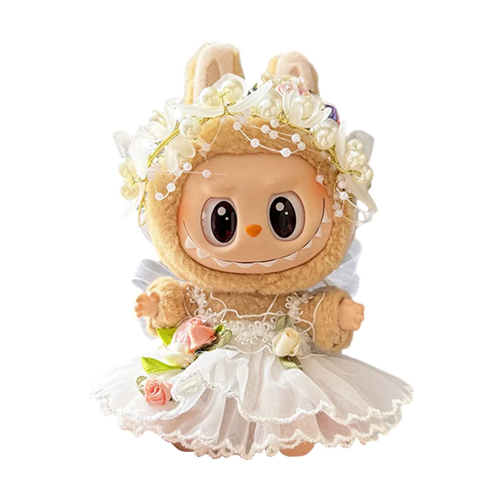 15-17 cm For Labubu v1v2 Clothes outfit For Labubu Sitting Party Bear Label Scarf Hat Bag Dolls Accessories Cute Decoration 