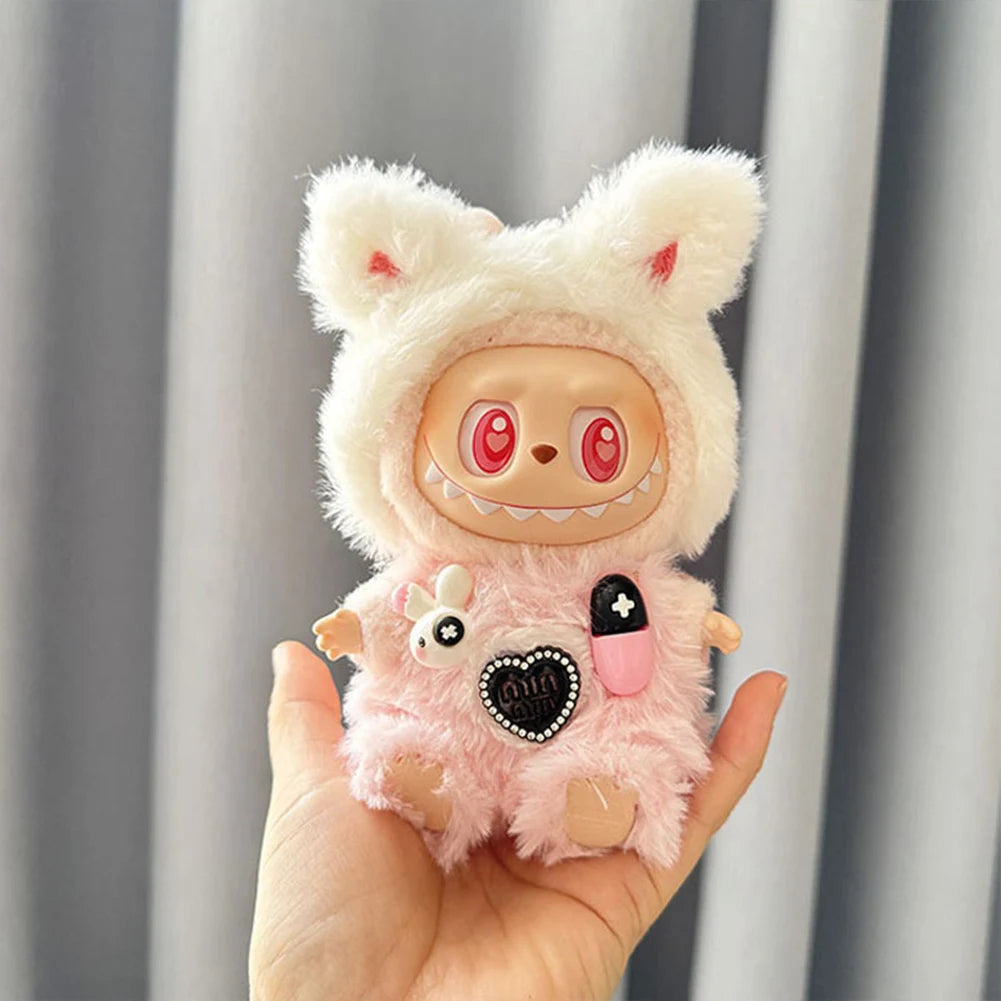 15-17 cm For Labubu v1v2 Clothes outfit For Labubu Sitting Party Bear Label Scarf Hat Bag Dolls Accessories Cute Decoration 