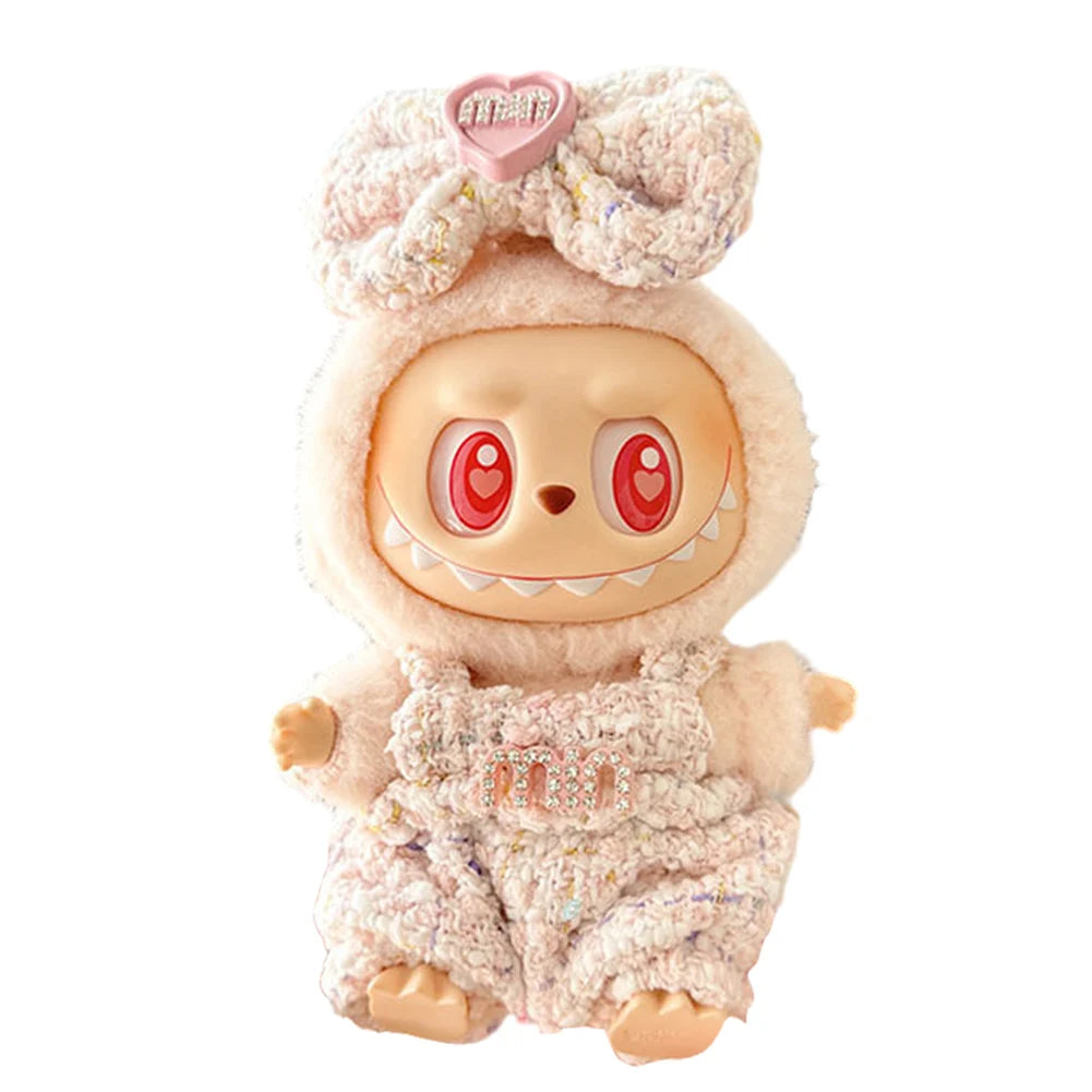 15-17 cm For Labubu v1v2 Clothes outfit For Labubu Sitting Party Bear Label Scarf Hat Bag Dolls Accessories Cute Decoration 