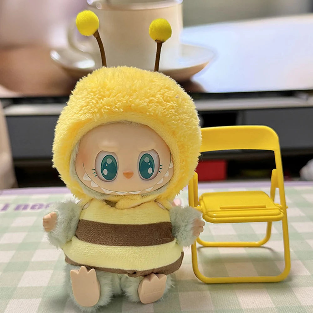 15-17 cm For Labubu v1v2 Clothes outfit For Labubu Sitting Party Bear Label Scarf Hat Bag Dolls Accessories Cute Decoration 