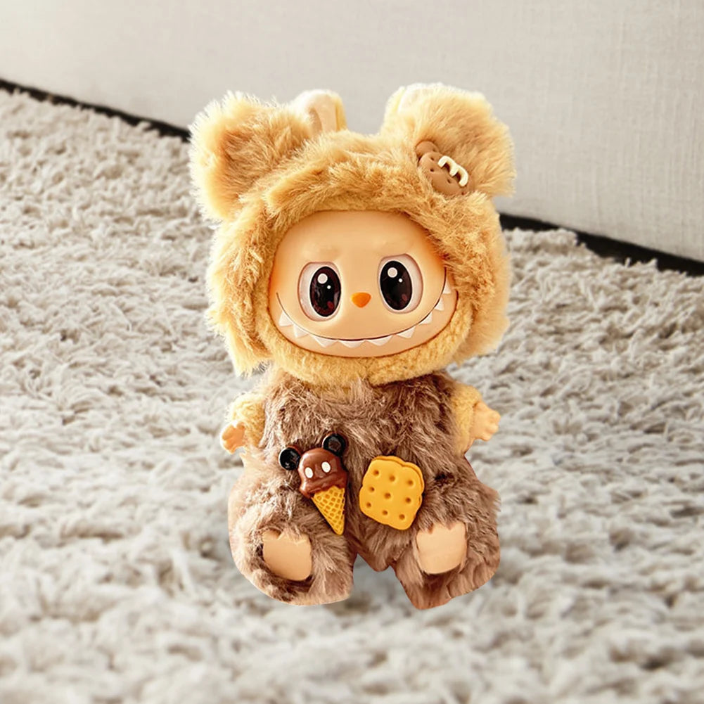 15-17 cm For Labubu v1v2 Clothes outfit For Labubu Sitting Party Bear Label Scarf Hat Bag Dolls Accessories Cute Decoration 