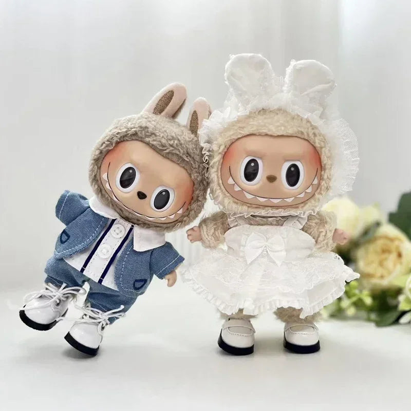 17cm Cute Mini Plush Doll'S Clothes Outfit Accessories Labubu Idol Dolls shark onesie Clothing DIY Girl Gift