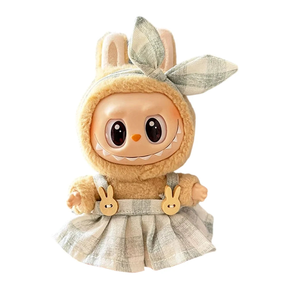 15-17 cm For Labubu v1v2 Clothes outfit For Labubu Sitting Party Bear Label Scarf Hat Bag Dolls Accessories Cute Decoration 