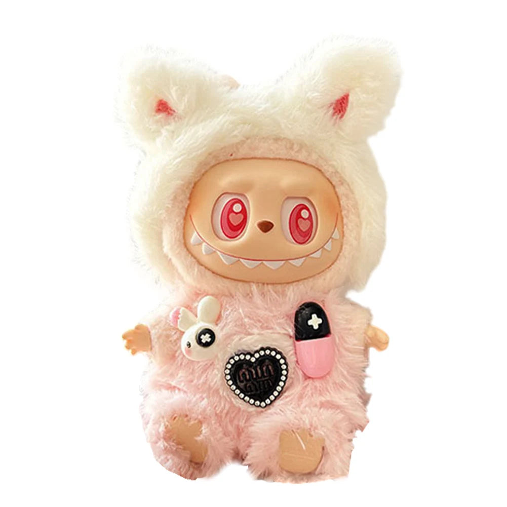 15-17 cm For Labubu v1v2 Clothes outfit For Labubu Sitting Party Bear Label Scarf Hat Bag Dolls Accessories Cute Decoration 