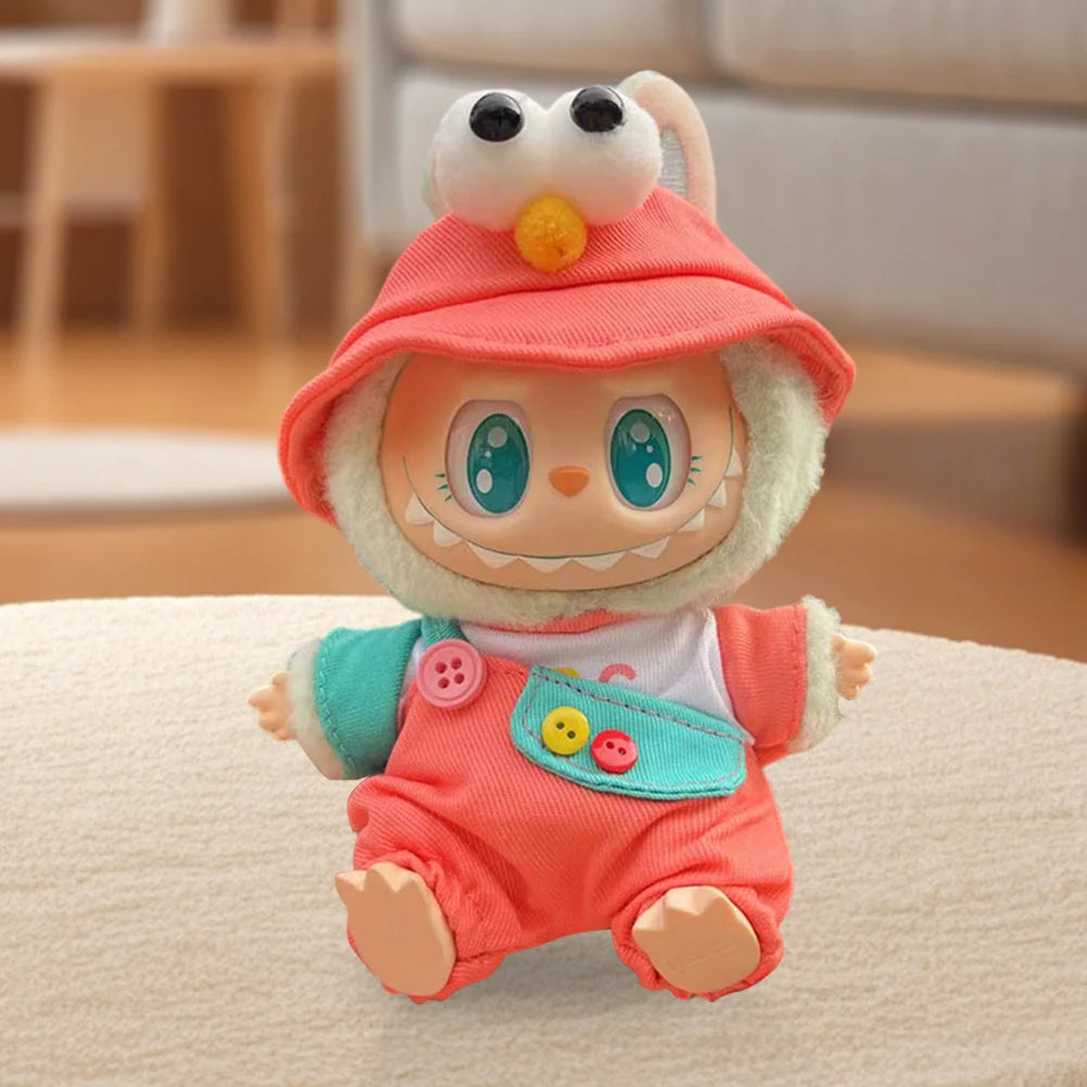 15-17 cm For Labubu v1v2 Clothes outfit For Labubu Sitting Party Bear Label Scarf Hat Bag Dolls Accessories Cute Decoration 