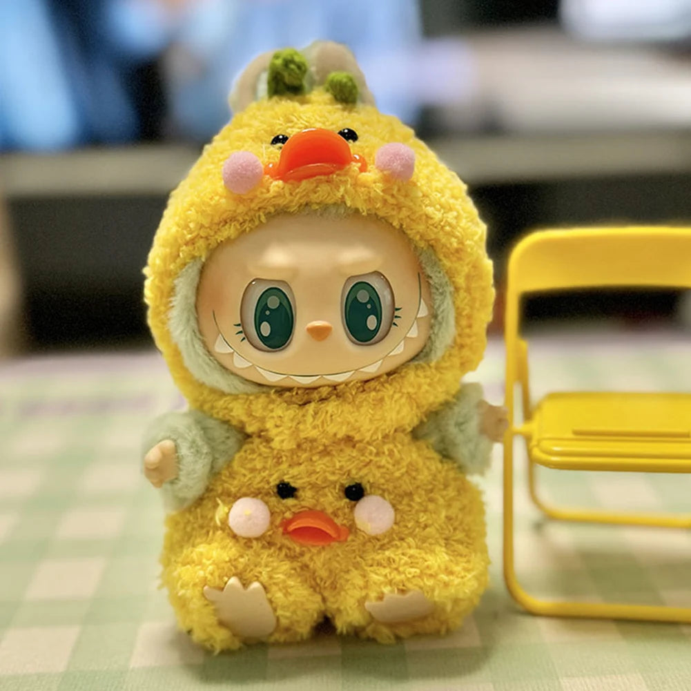 15-17 cm For Labubu v1v2 Clothes outfit For Labubu Sitting Party Bear Label Scarf Hat Bag Dolls Accessories Cute Decoration 