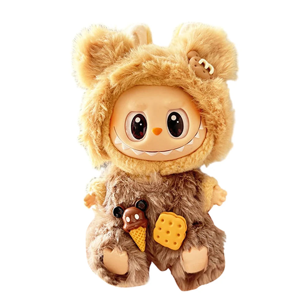 15-17 cm For Labubu v1v2 Clothes outfit For Labubu Sitting Party Bear Label Scarf Hat Bag Dolls Accessories Cute Decoration 