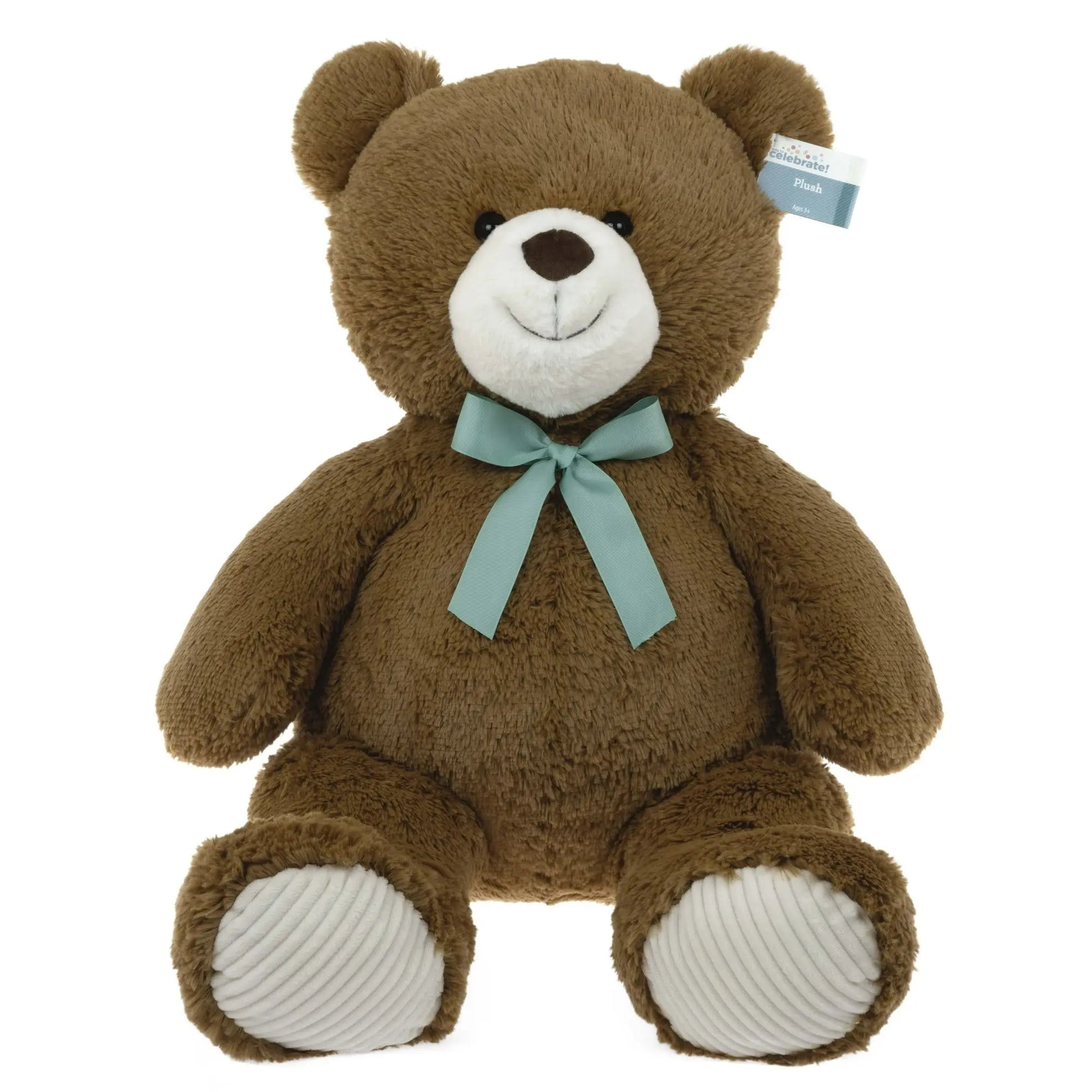 22-Inch Brown Bear Plush Toy with Ribbon - Soft Stuffed Animal