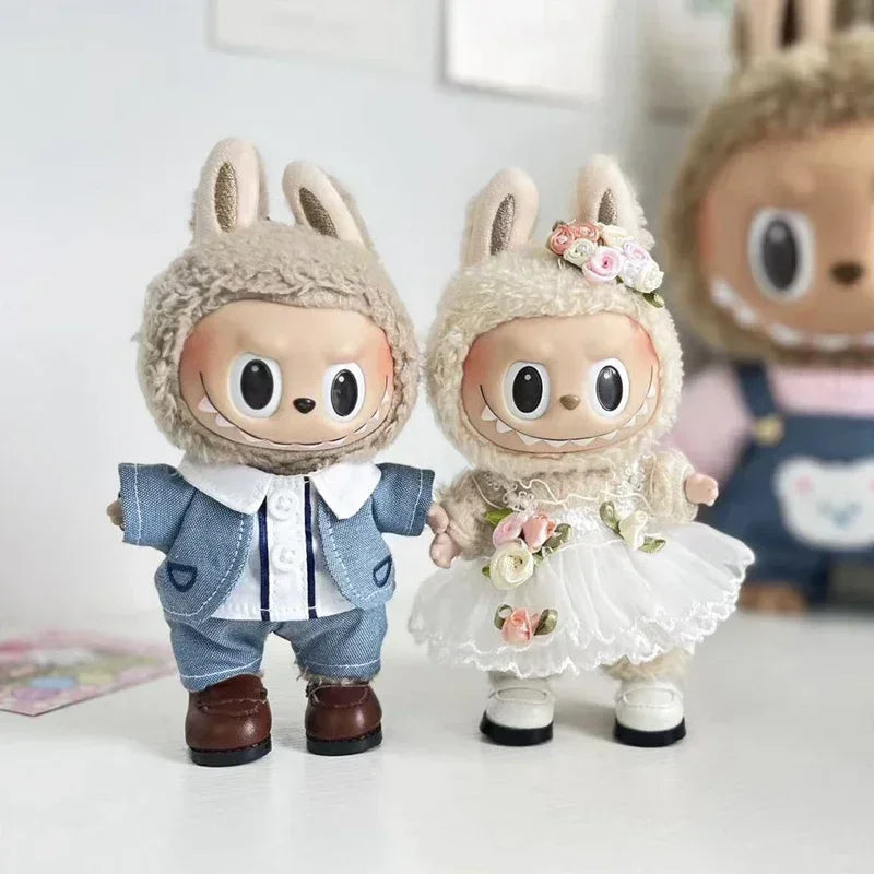 17cm Cute Mini Plush Doll'S Clothes Outfit Accessories Labubu Idol Dolls shark onesie Clothing DIY Girl Gift