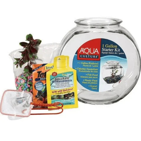 Aqua Culture 1-Gallon Glass Fish Bowl Starter Kit - Aquariums & Accessories