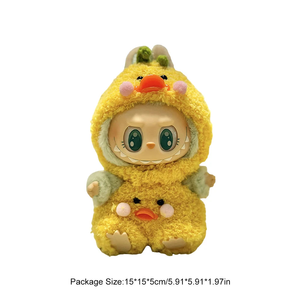15-17 cm For Labubu v1v2 Clothes outfit For Labubu Sitting Party Bear Label Scarf Hat Bag Dolls Accessories Cute Decoration 