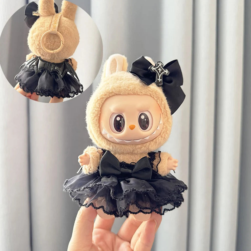 15-17 cm For Labubu v1v2 Clothes outfit For Labubu Sitting Party Bear Label Scarf Hat Bag Dolls Accessories Cute Decoration 