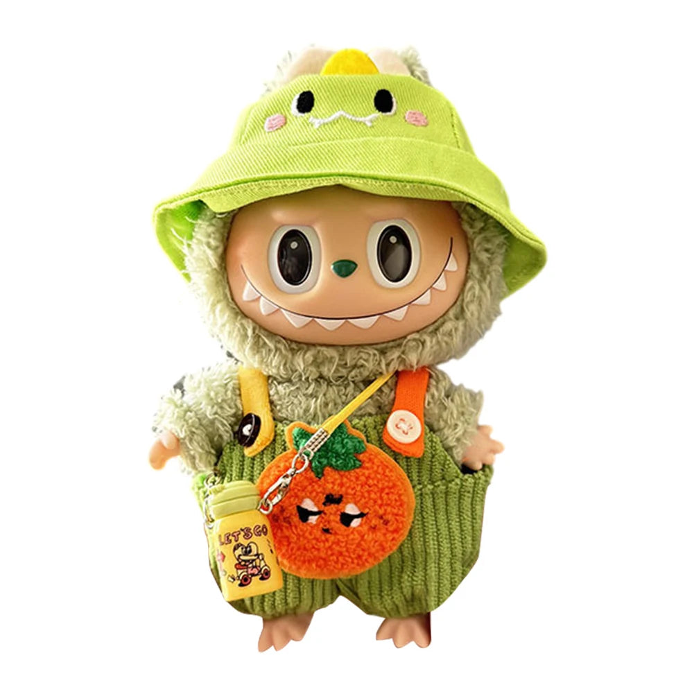 15-17 cm For Labubu v1v2 Clothes outfit For Labubu Sitting Party Bear Label Scarf Hat Bag Dolls Accessories Cute Decoration 