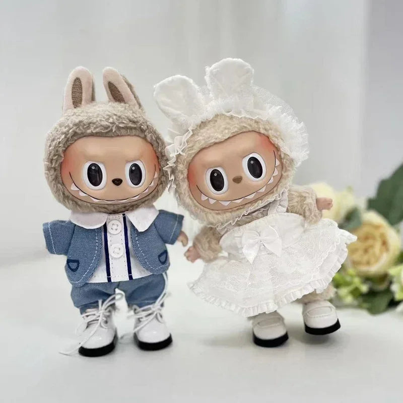 17cm Cute Mini Plush Doll'S Clothes Outfit Accessories Labubu Idol Dolls shark onesie Clothing DIY Girl Gift