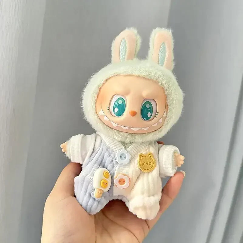 17cm Cute Mini Plush Doll'S Clothes Outfit Accessories Labubu Idol Dolls shark onesie Clothing DIY Girl Gift