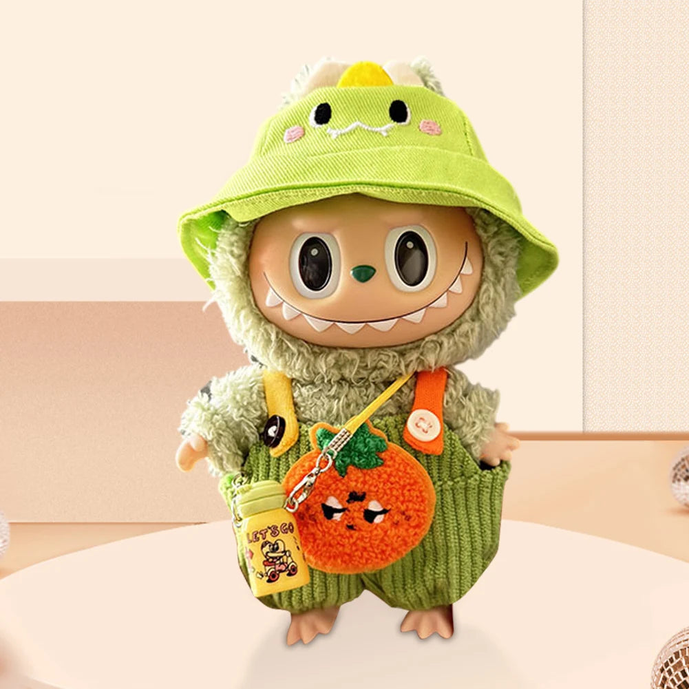 15-17 cm For Labubu v1v2 Clothes outfit For Labubu Sitting Party Bear Label Scarf Hat Bag Dolls Accessories Cute Decoration 