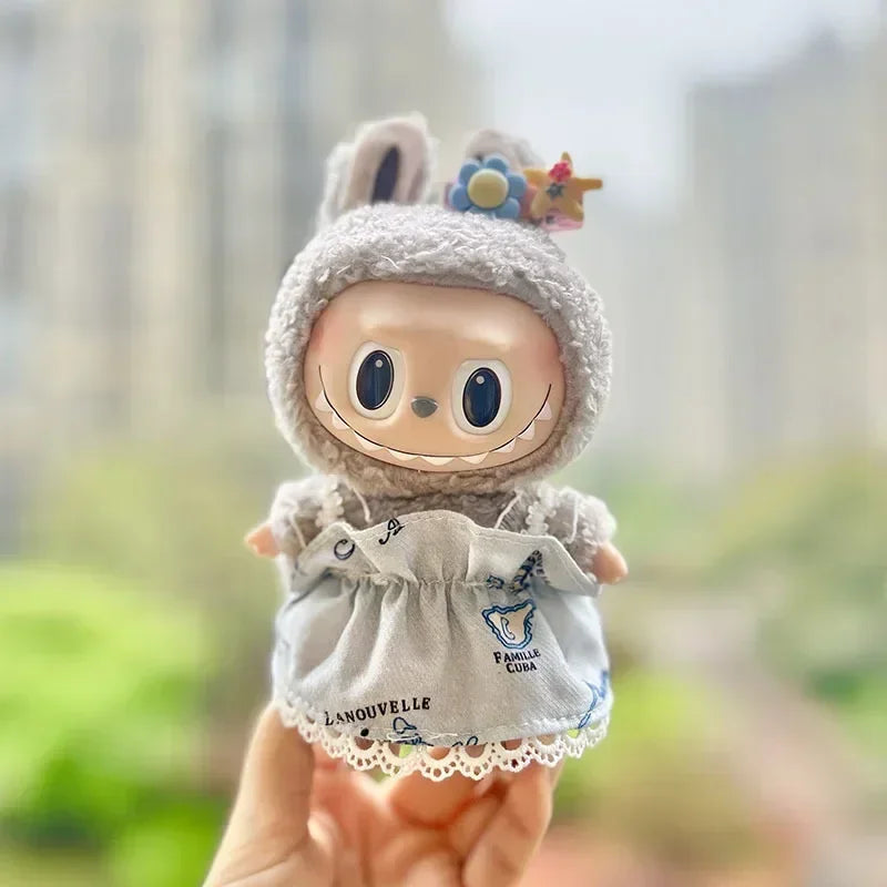 17cm Cute Mini Plush Doll'S Clothes Outfit Accessories Labubu Idol Dolls shark onesie Clothing DIY Girl Gift