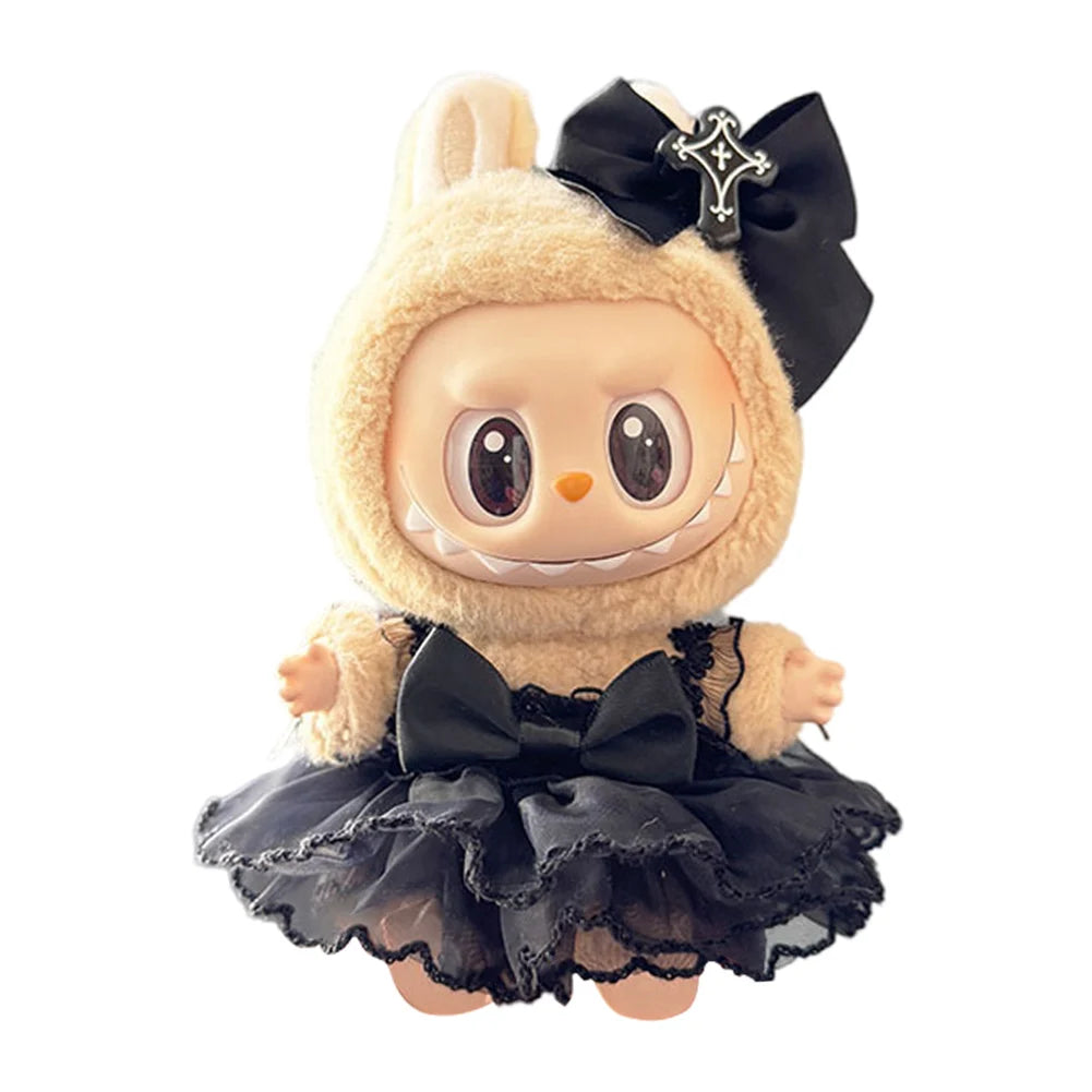15-17 cm For Labubu v1v2 Clothes outfit For Labubu Sitting Party Bear Label Scarf Hat Bag Dolls Accessories Cute Decoration 