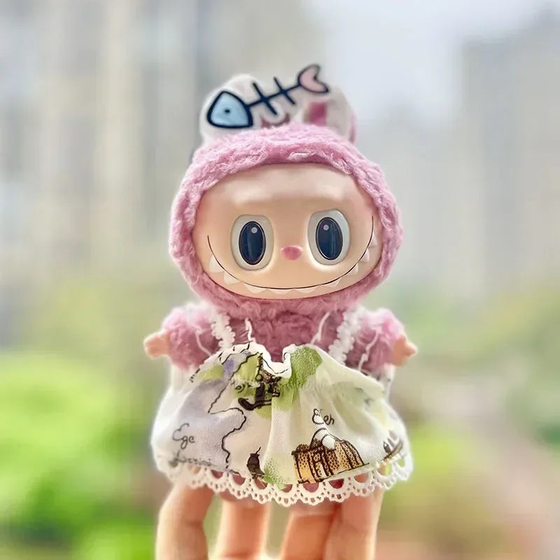 17cm Cute Mini Plush Doll'S Clothes Outfit Accessories Labubu Idol Dolls shark onesie Clothing DIY Girl Gift
