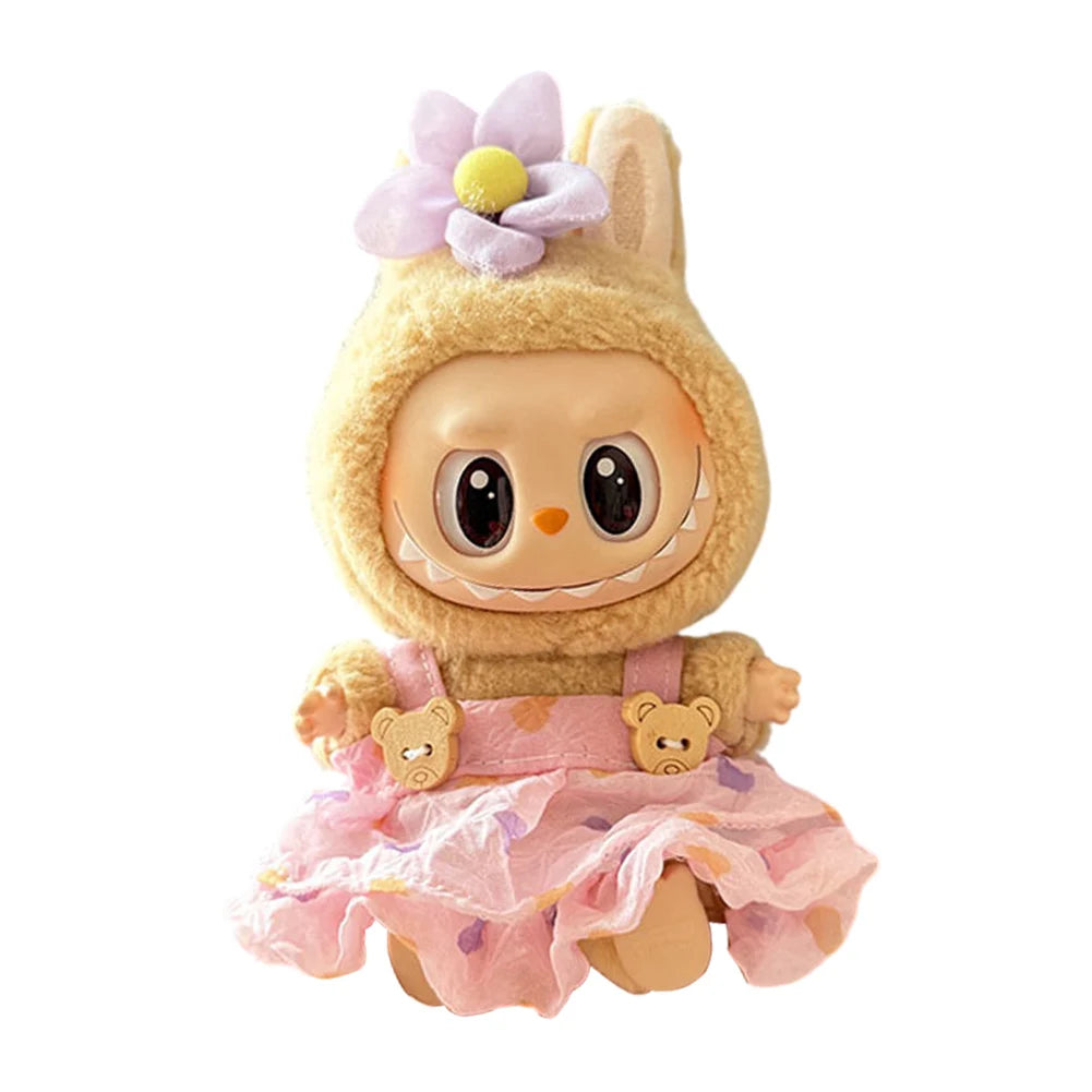 15-17 cm For Labubu v1v2 Clothes outfit For Labubu Sitting Party Bear Label Scarf Hat Bag Dolls Accessories Cute Decoration 