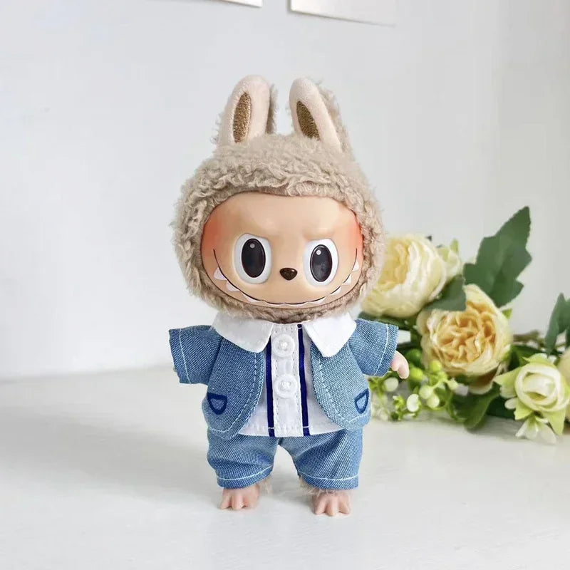 17cm Cute Mini Plush Doll'S Clothes Outfit Accessories Labubu Idol Dolls shark onesie Clothing DIY Girl Gift