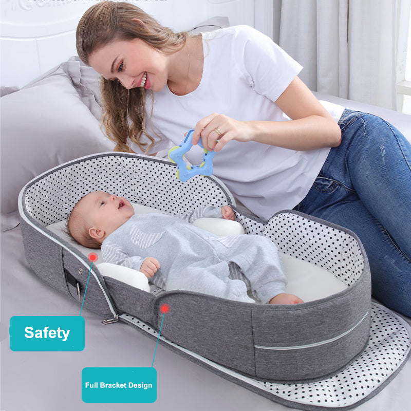 Portable Removable Folding Crib - Baby Bed & Mommy Bag