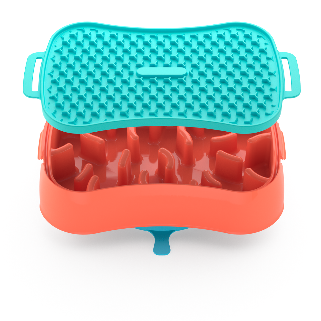 4-In-1 Slow Feeder Dog Bowl - Reversible Lick Mat & Travel Bowl