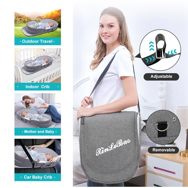 Portable Removable Folding Crib - Baby Bed & Mommy Bag