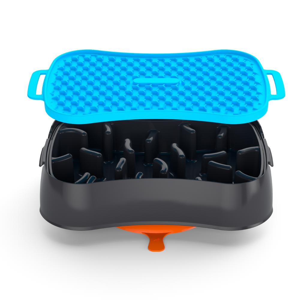 4-In-1 Slow Feeder Dog Bowl - Reversible Lick Mat & Travel Bowl