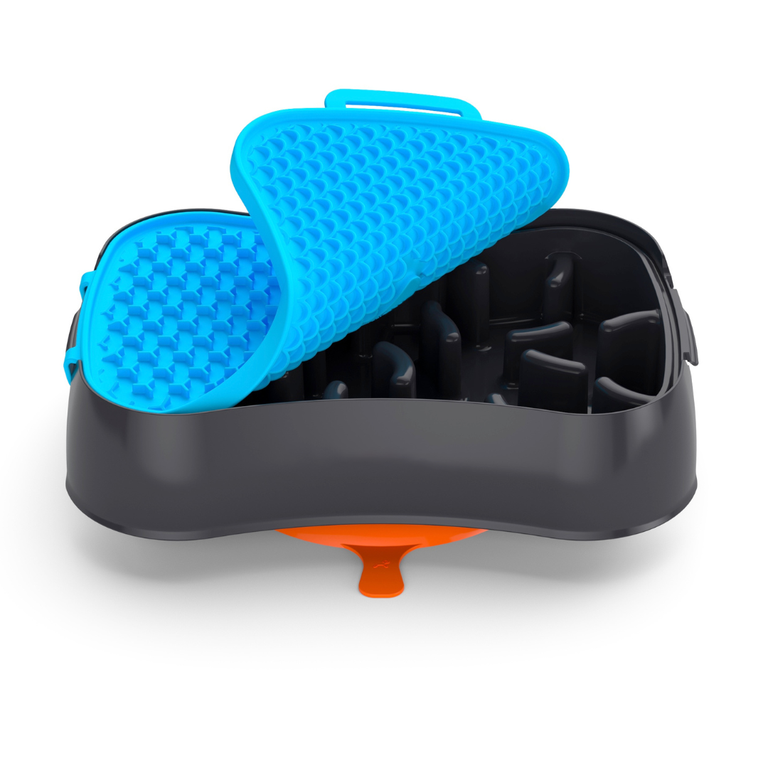 4-In-1 Slow Feeder Dog Bowl - Reversible Lick Mat & Travel Bowl