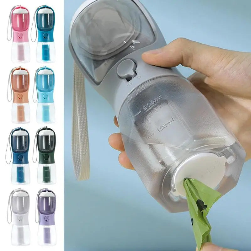 3-in-1 Portable Dog Water Cup - Drinking, Food & Waste Bag Dispenser