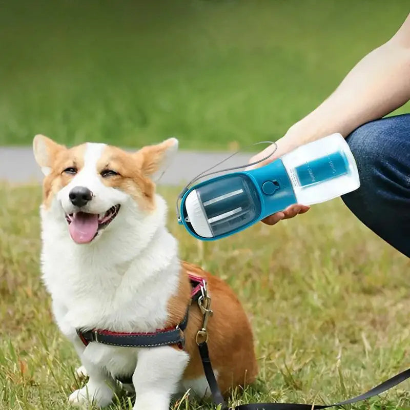3-in-1 Portable Dog Water Cup - Drinking, Food & Waste Bag Dispenser