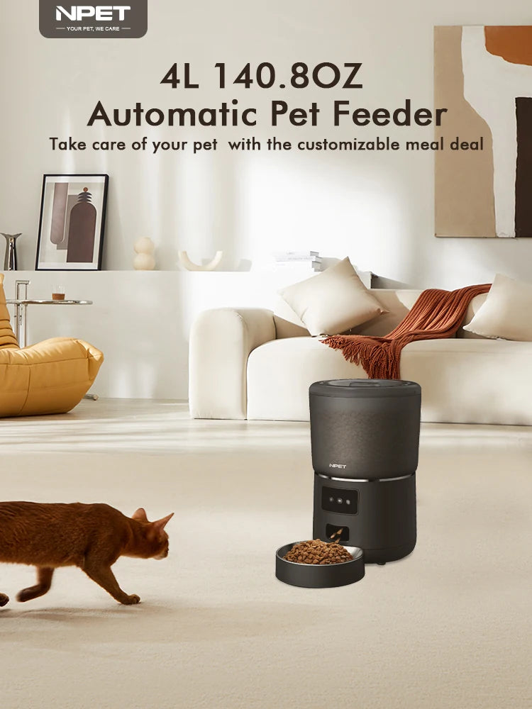NPET 4L Automatic Smart Pet Feeder - For Cats, Dogs & Multiple Pets