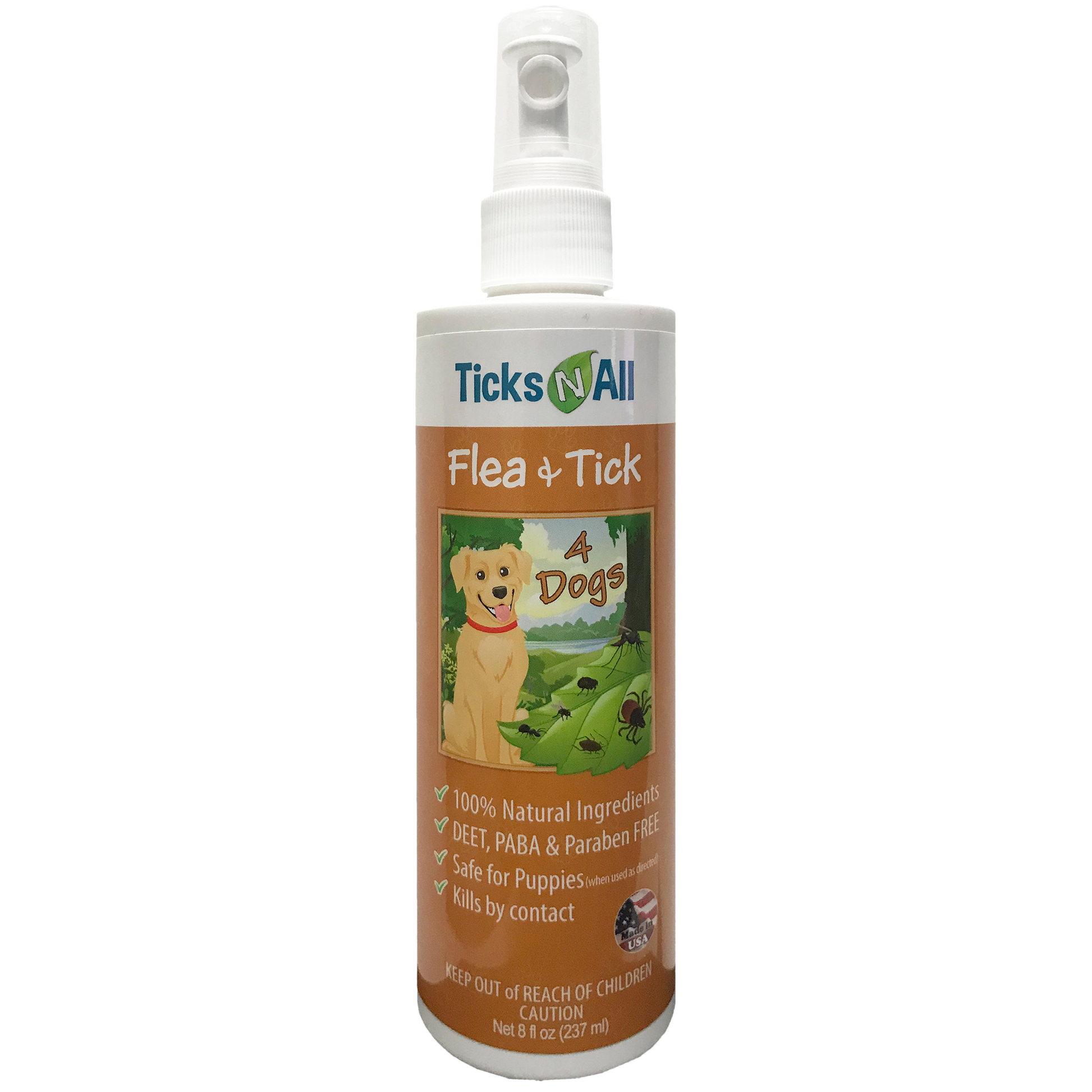 All Natural Flea & Tick 4 Dogs 8oz - Essential Oil Repellent