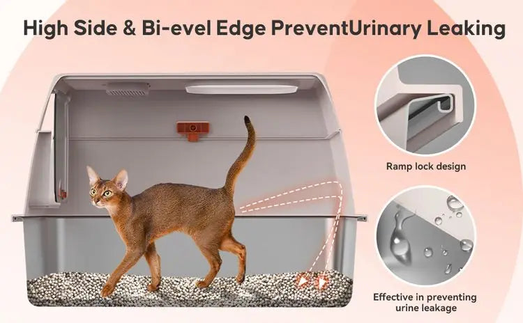 Stainless Steel Enclosed Litter Box - XL with Lid & Scoop