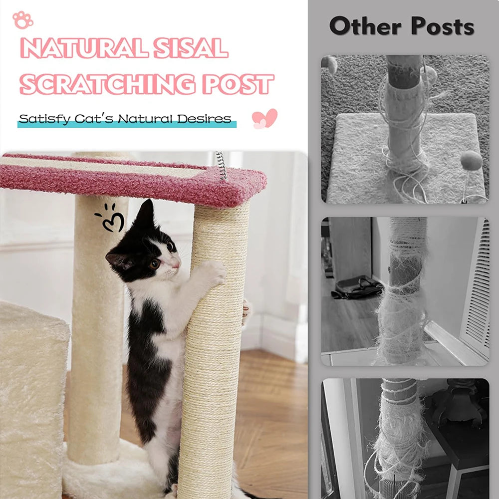 Pink Cat Tree Carpet (29") - Multi-Level Modern Activity Center