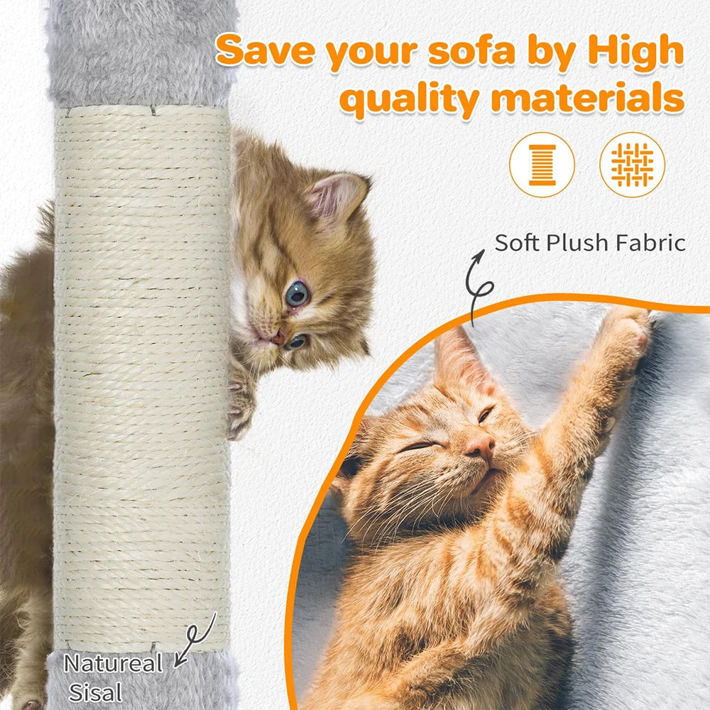 Light Grey 54in Multi-Level Cat Tower - 2 Condo Furniture