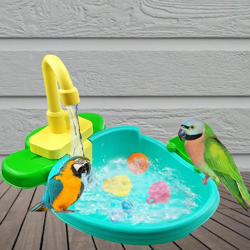 New Bird Feeder Automatic Parrot Bath Tub - Swimming Pool with Faucet