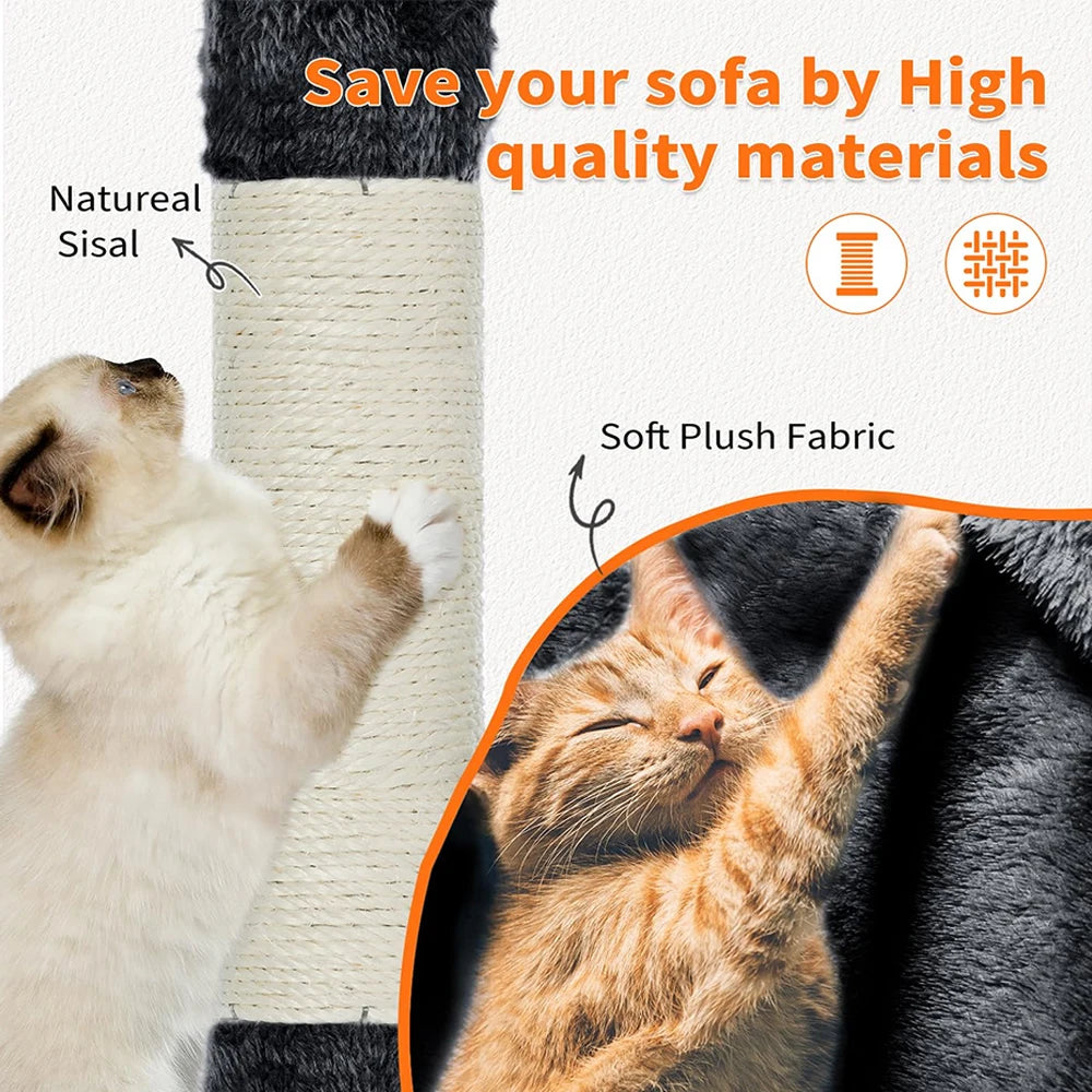 56" Black Cat Tower Multi-Level Indoor Cat Tree with 2 Condo Furniture & Activity Center Funny Scratching Posts & Toys