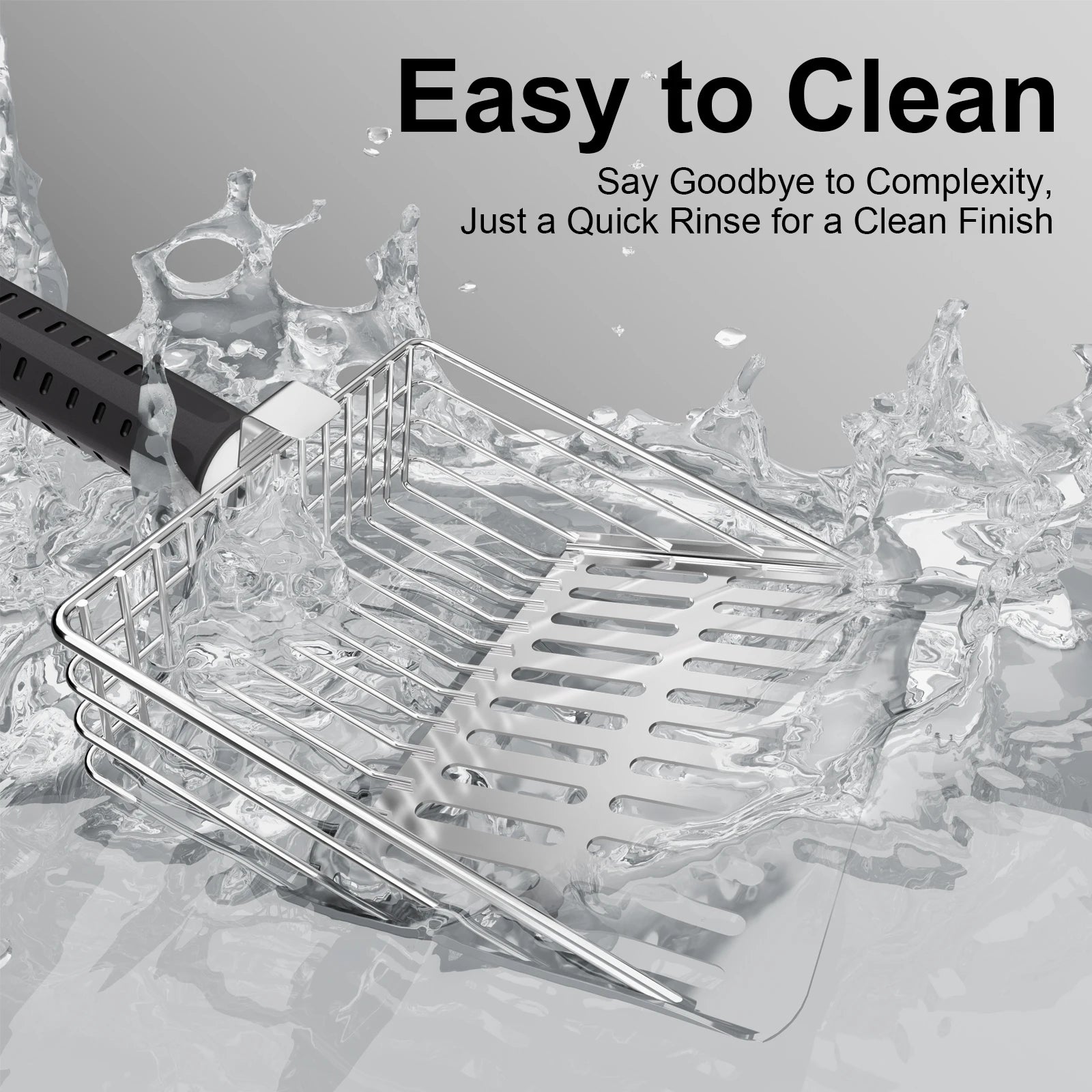 Stainless Steel Litter Scoop with Holder - Sifting, Non-Stick, Heavy Duty