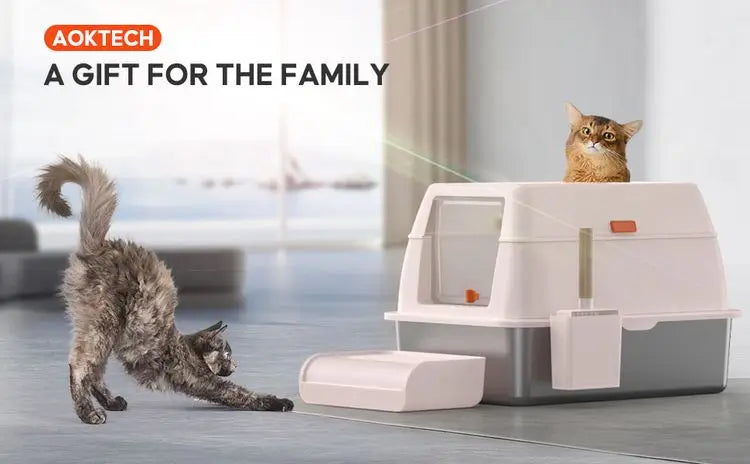 Stainless Steel Enclosed Litter Box - XL with Lid & Scoop