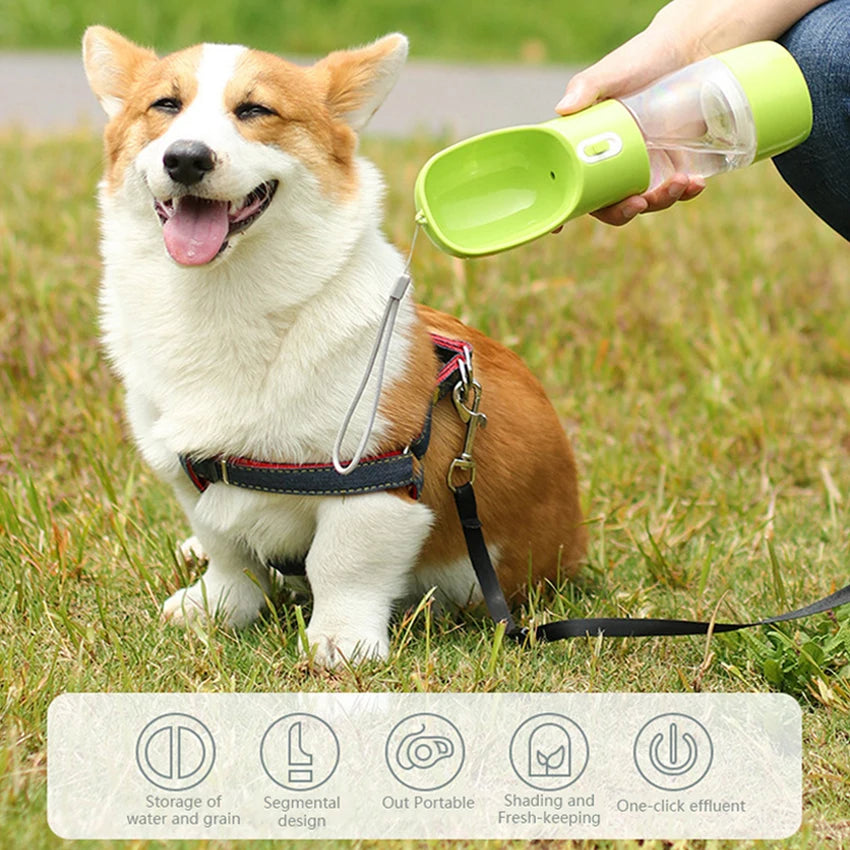 Dog Water Bottle Portable - Pet Drinking Water Feeder Bowl