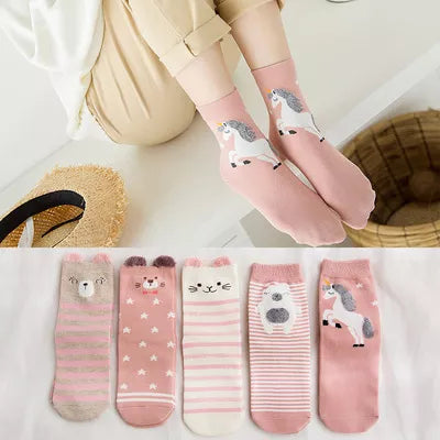 5pairs/Pack 100% Cotton Kids Socks Lot - Unicorn Unisex Baby Socks