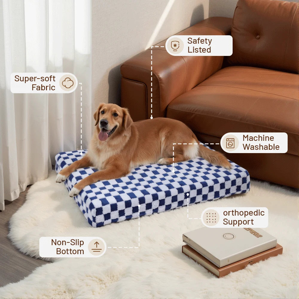 Soft Orthopedic Memory Foam Pet Bed - Reversible Jacquard Velvet Design