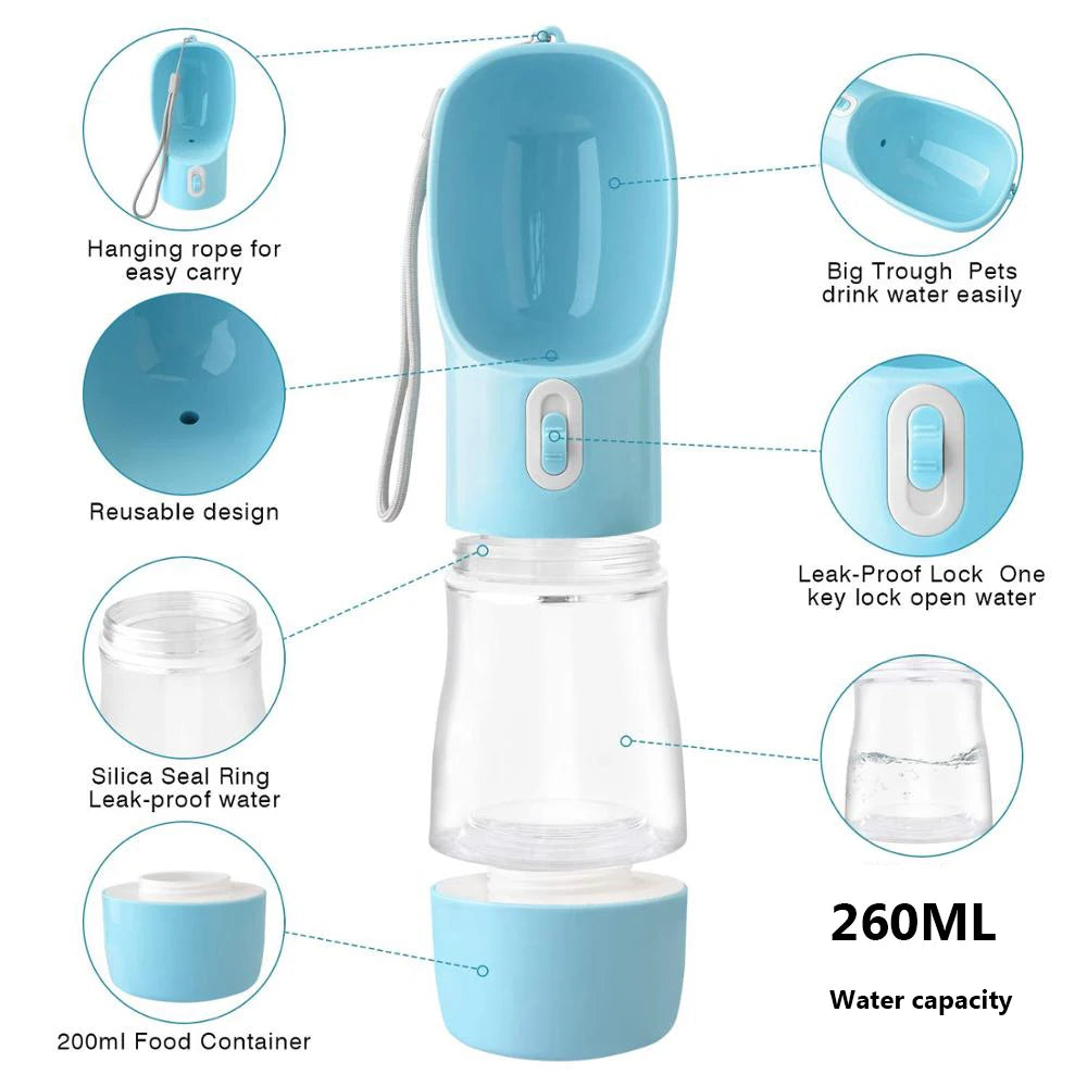 Dog Water Bottle Portable - Pet Drinking Water Feeder Bowl