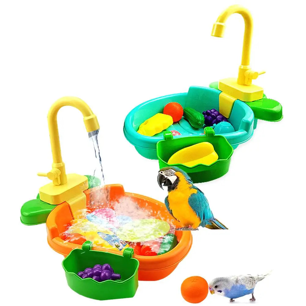 New Bird Feeder Automatic Parrot Bath Tub - Swimming Pool with Faucet