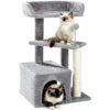 Modern 29" Multi-Level Cat Tower - Grey Carpet Kitty Condo